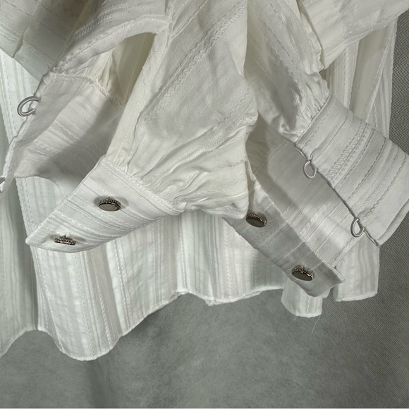 Ted Baker Silais Double Frill Cotton Blouse Ivory Size 1 US 2 - Picture 9 of 14